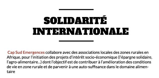 description des activités de solidarité internationale